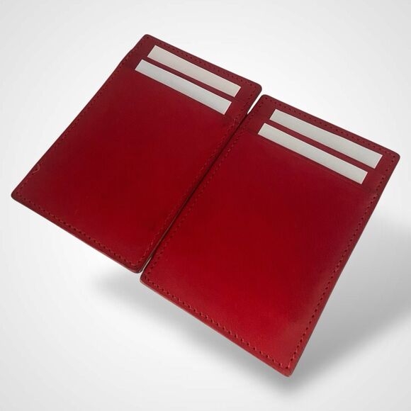 J CREW Inside Out Small Magic Wallet Credit Card Holder Genuine Leather Red Teal - Picture 4 of 7